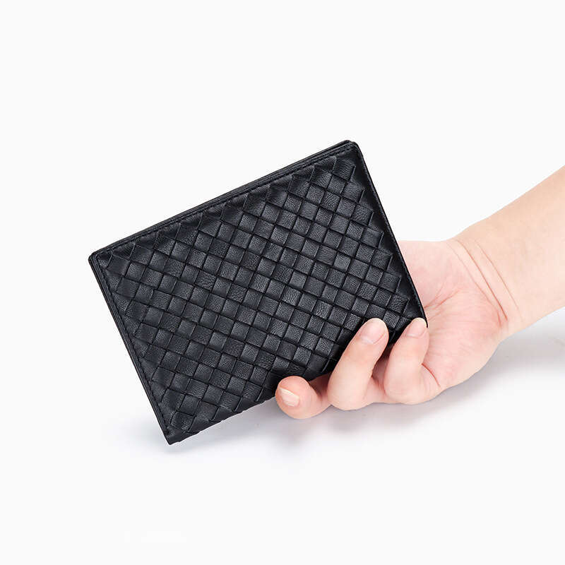 Sheepskin Handwoven Holder Unisex Genuine Leather Wallet Foreign Trade European and American New Style Multifunctional Passport Clip Bag