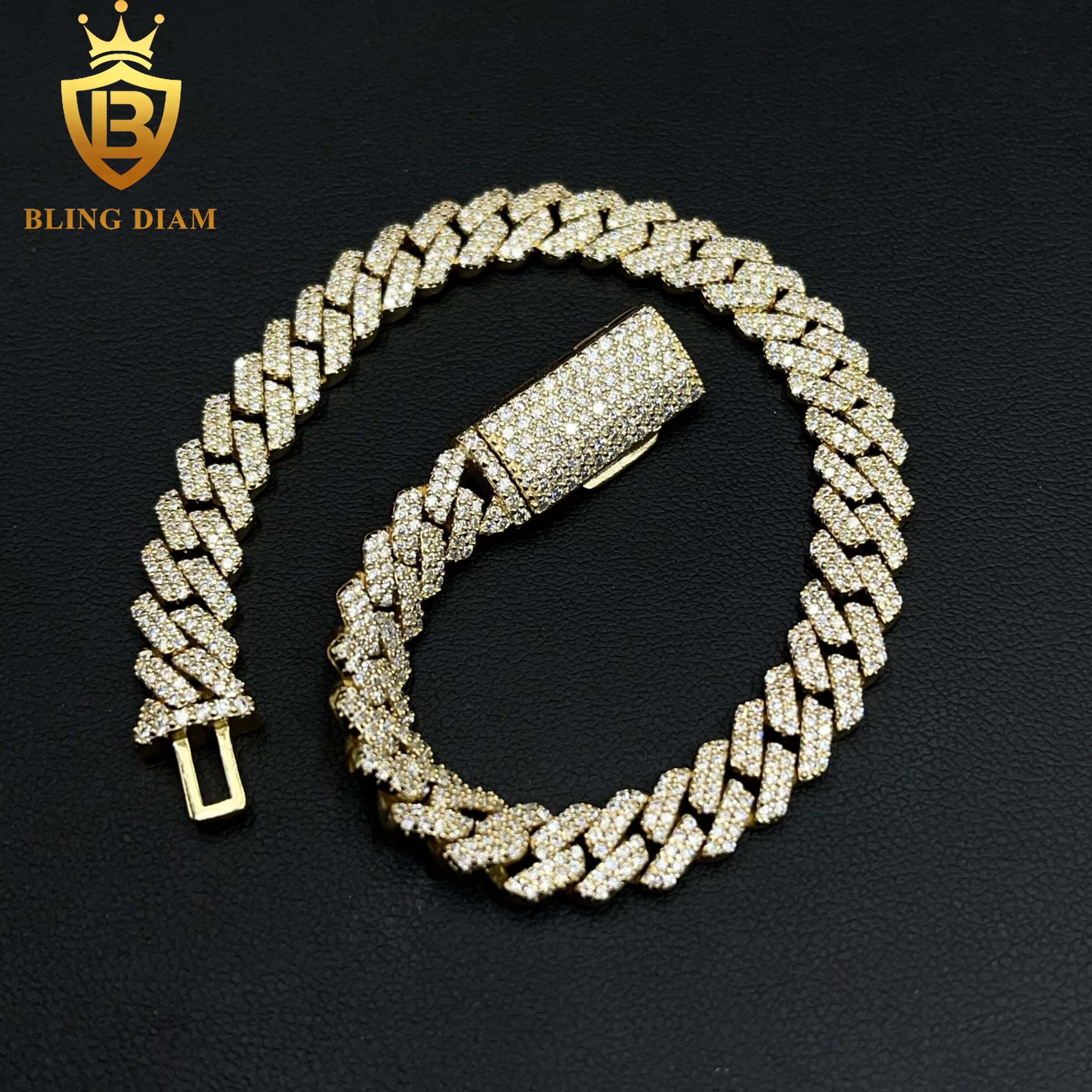 8mm Hip Hop Jewelry 925 Sterling Silver Vvs Moissanite Iced Out Mini Cuban Link Chain Bracelet Necklace