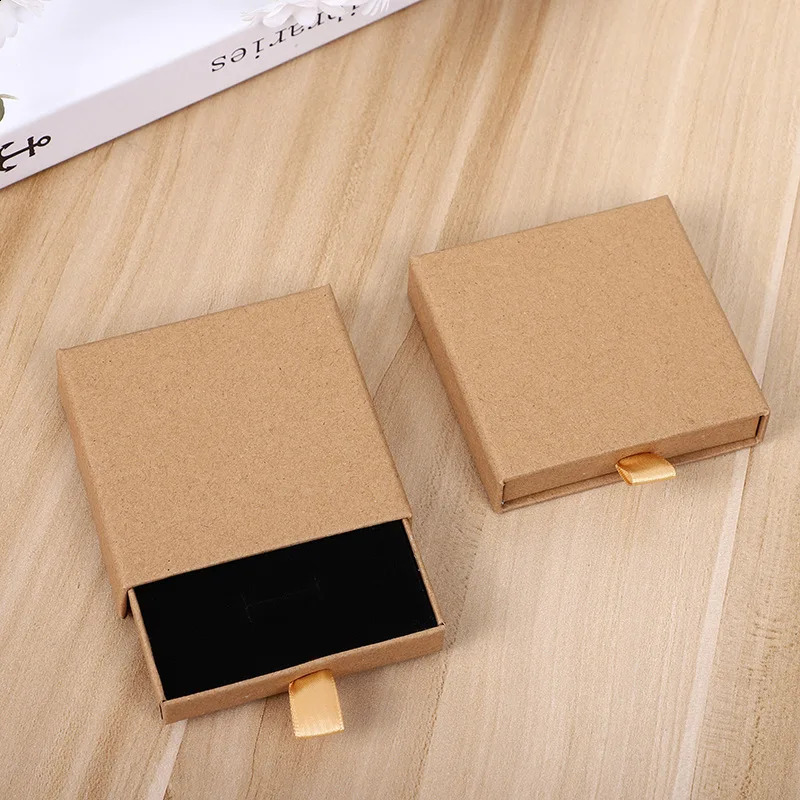 10Pcs Arrive Thin Kraft Paper Drawer Jewelry Packaging Greeting Card Necklace Bracelet Gift Package Case Boxes Drop 250424