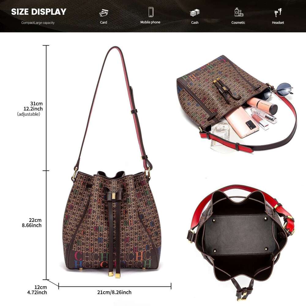 Brand Women's Handbag Bucket Bag Fashion Printed Shoulder Women Designer Wallet Classic