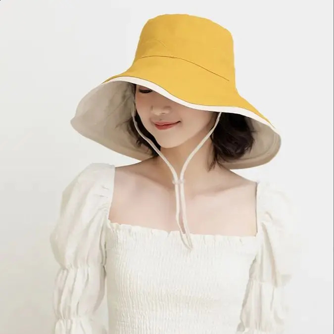 Cotton Double-sided Wear Fishermans Hat Womens Summer Fashion Hundred Shading Cloth Hat Show Face Smaller Sunburn Protection 250424