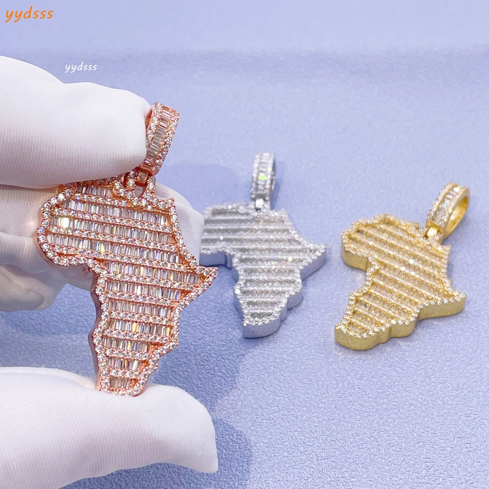 Fashion Top Quality Custom Moissanite Jewelry Map Pendant of Africa Iced Out VVS Moissanite Pendant