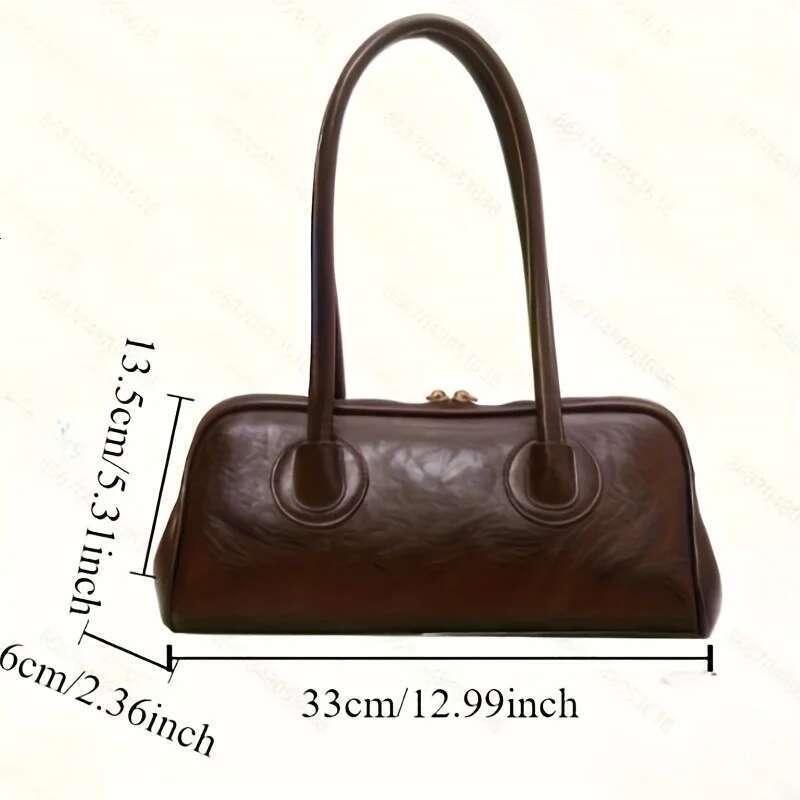 Designer Bag 1Pc Fashion Faux Leather Shoulder Bag, Elegant Handbag With Ing Detail, Versatile Top-Handle Purse