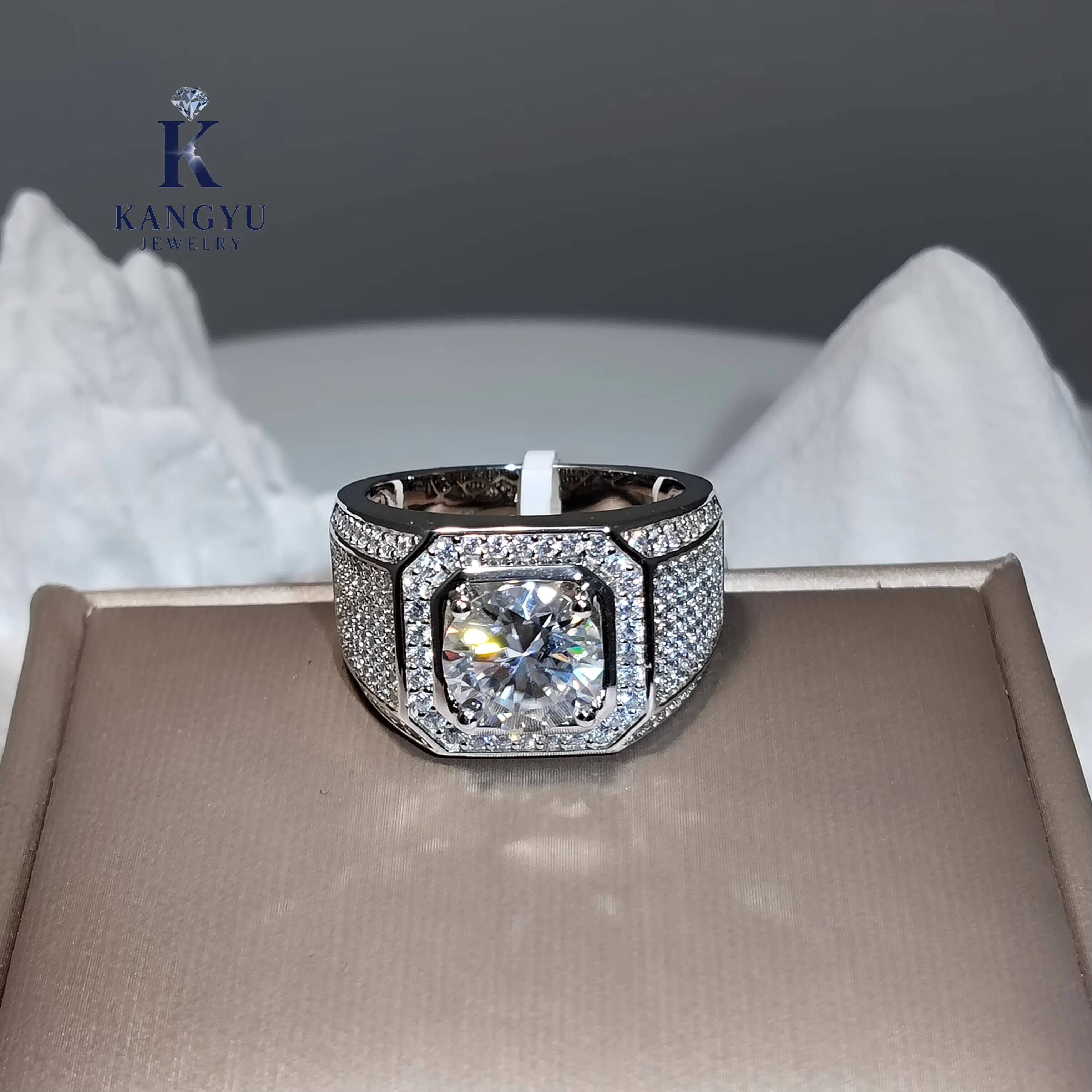 Hot Sale Statement Square Stone 925 Sterling Silver Moissanite Ring - Hip Hop Streetwear Bling