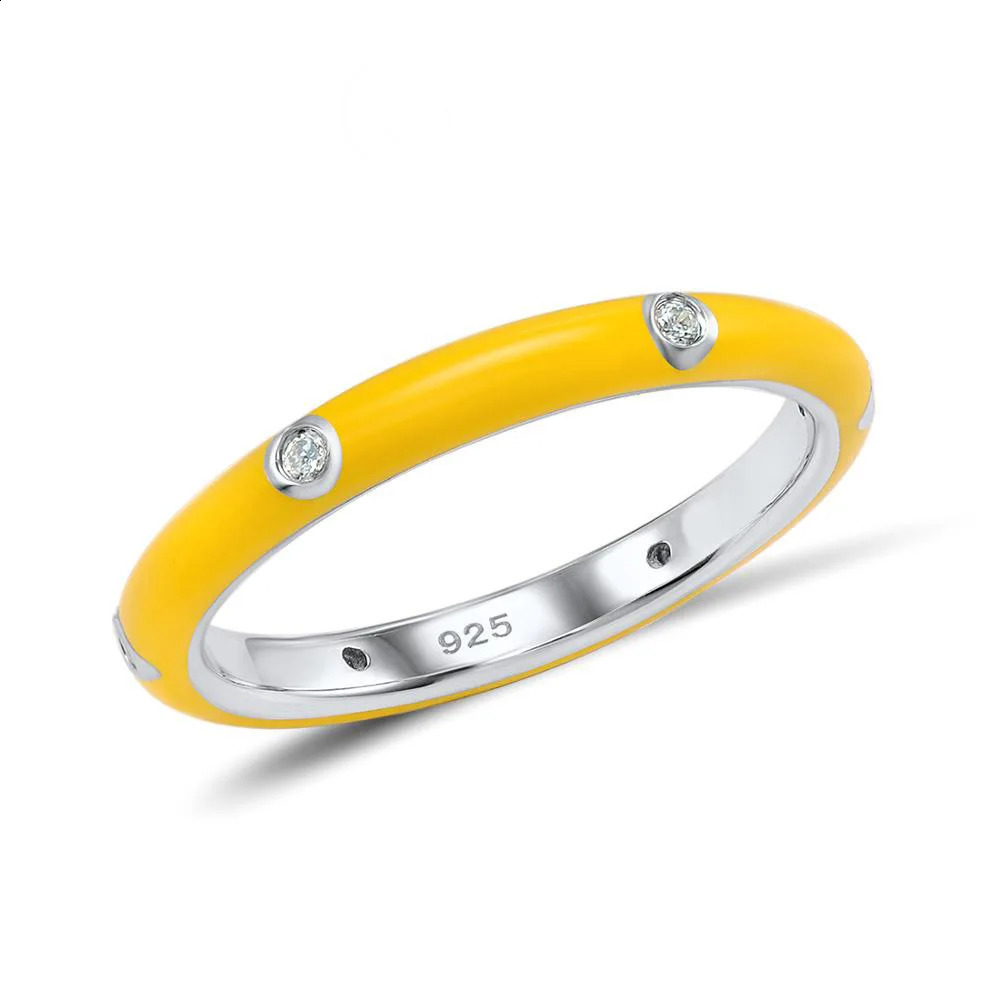 925 silver WomenS Ring Silver Colorful Rainbow Zircon Eternal Stackable Ring Fashion Jewelry Hand Enamel 250425