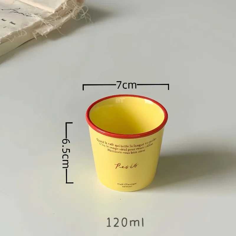 Straight Water Cup Creative Japanese Letter Large Capacity Ceramic Coffee Cups Couple Household Mug Vintage Drinkware Y251125