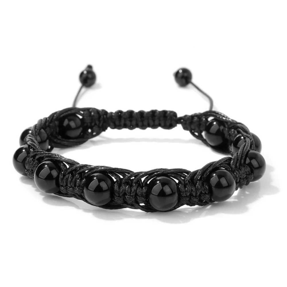 Natural Amethysts Beads Cord Knotted Braid Bracelets For Women Men Handmade Wax Line Wire Wrapped 8mm Stone Bracelet Jewelry J251125