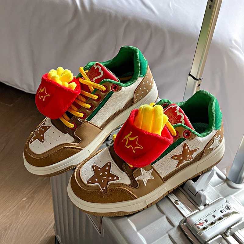 Men Platform Sneakers Personali Fries Design Skateboard Casual Sports Shoes Cfortable Trainers Lace Up Sneakers For Couple Y251125