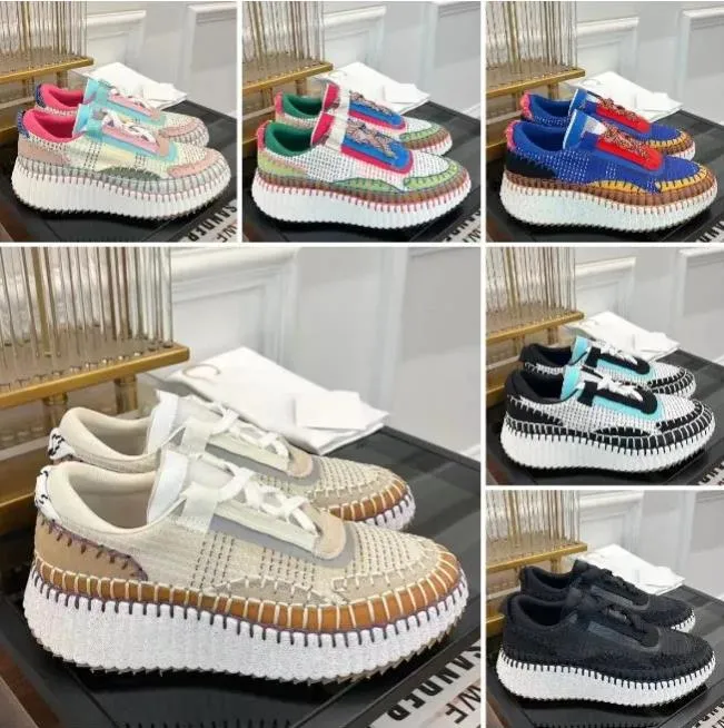 Free Shipping Designer Women Casual Shoes Nama Pattern Postage Canvas Rainbow Sneakers outdoors Platform Running Recycled Mesh Fabric Luxury Shoe Size 35-41