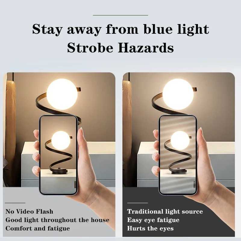 Nordic LED Table Lamps Indoor Lighting Switch Button Bedroom Bedside Living Room Restaurant Home Decoration Retro Glass Desk LamM251125