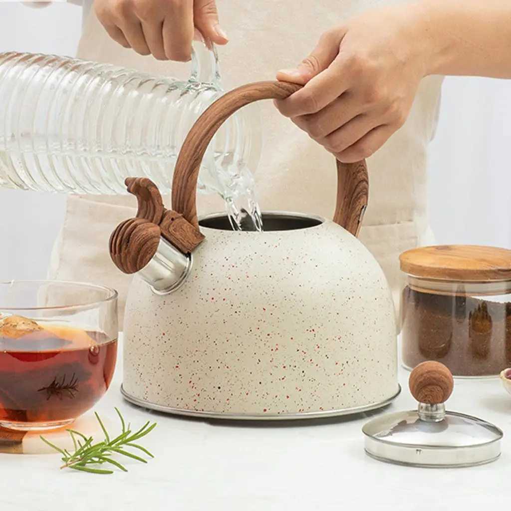 25L Stainless Steel Whistling Tea Kettle Stovetop Teapot with Heat-Proof Handle for GasInduction Flat Bottomed Sounding Kettle C251125