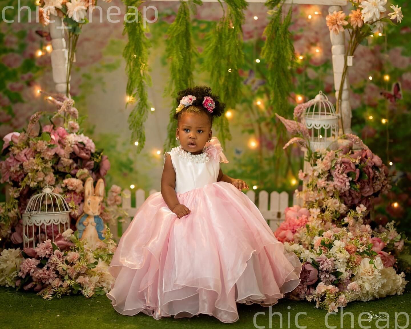 2026 Pink Ball Gown Flower Girl Dresses Pearls Organza Crew Little Girl Christmas Peageant Birthday Christening Tutu Dress Gowns ZJ422