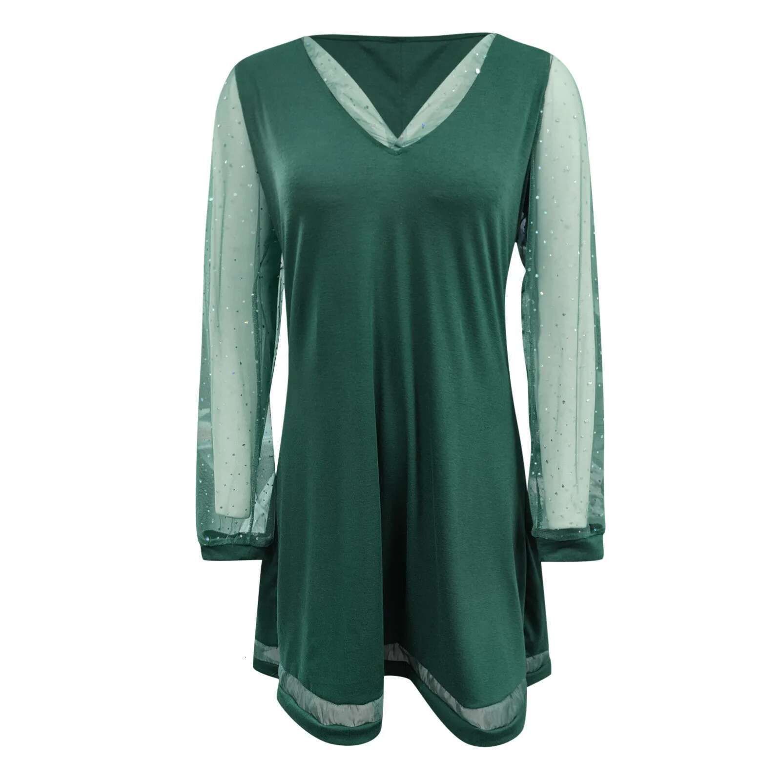 Dongdumaoyi Black Sequins Dress Fashion Women V Neck Gazue Long Sleeved Female Dresses Party Club Casual Short