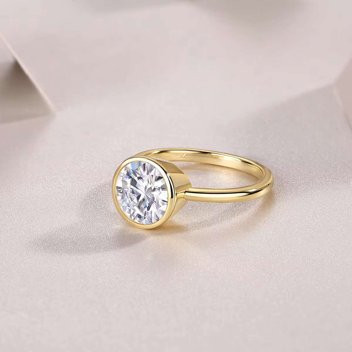Zanlong 15273 Fashion 3CT 925 Sterling Silver 18K Gold Plated Moissanite Ring Round VVS d Color Band Wedding Rings Couple Ring