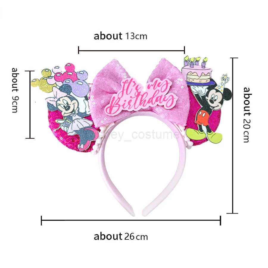 Disney 2025 Latest Minnie Earbands Headbands Birthday Girls Festival Parties sequins bows childrens adult hair girls hair accessories gifts X250425