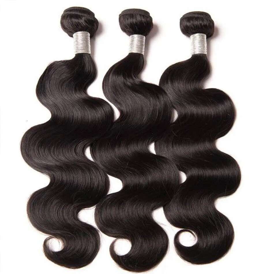 30 Inch Body Wave Lace Frontal Peruvian Bundles With Closure Remy 100% Human Hair Extension