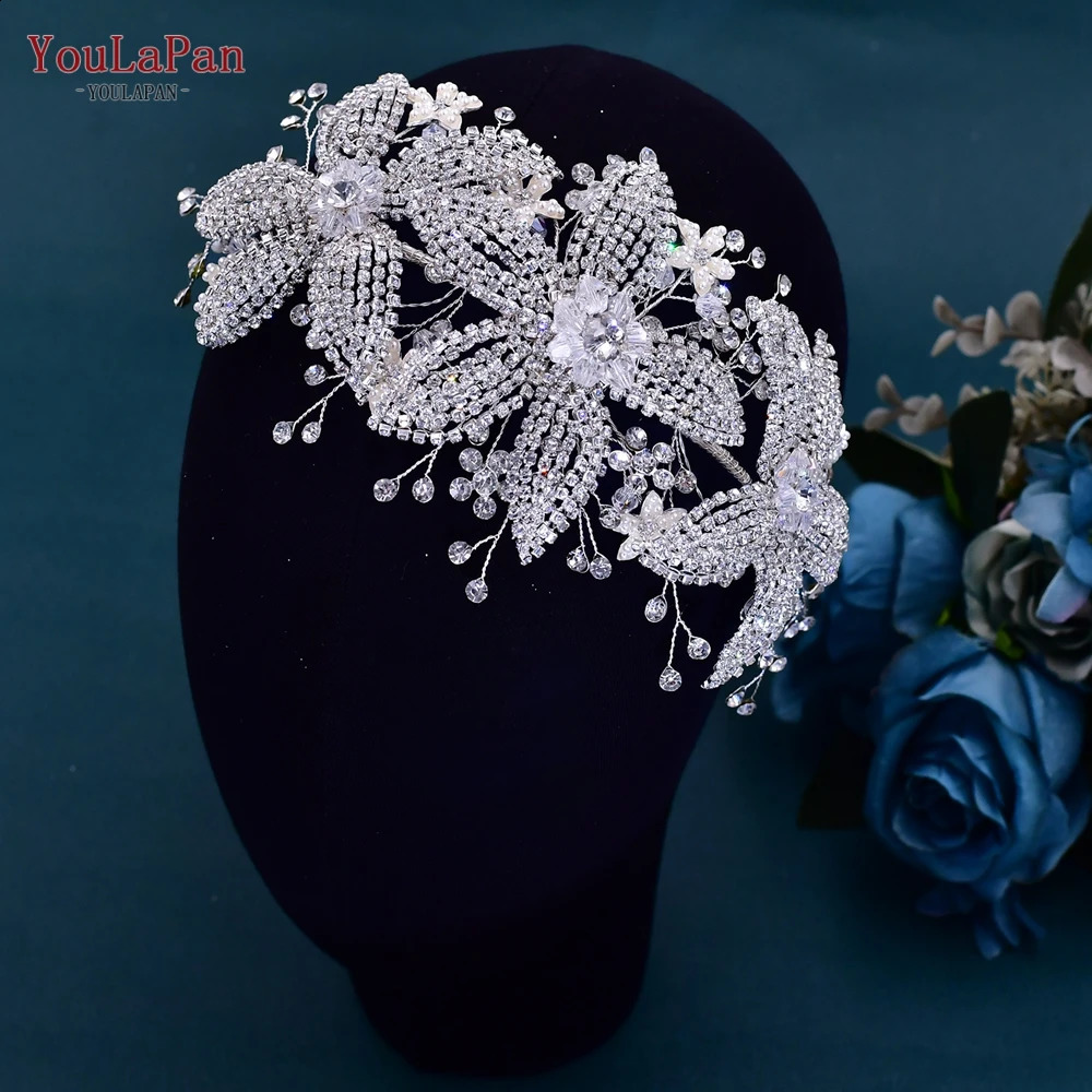 YouLaPan Wedding Headpiece Crystal Flower Bridal Hair Accessories Bride Headwear Pageant Crown Women Hair Ornament Jewelry HP252 250420