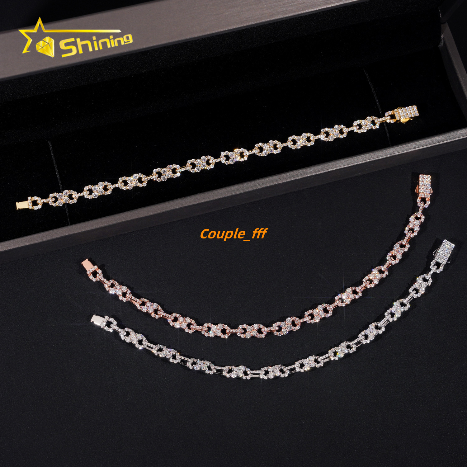 Hip Hop New Arrival Infinity Moissanite Cuban Bracelet 925 Sterling Silver Iced Out Bracelet Moissanite Jewelry Men Women