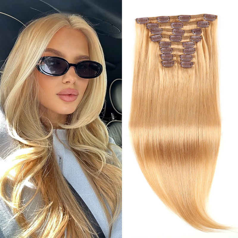 Bella Hair Clip In Hair Extensions Real Human Hair 160g Balayage Light Blonde Highlighted Golden Blonde 10 Pieces 21 Clips Quick Weave Clip Ins Remy Virgin Hair DIY