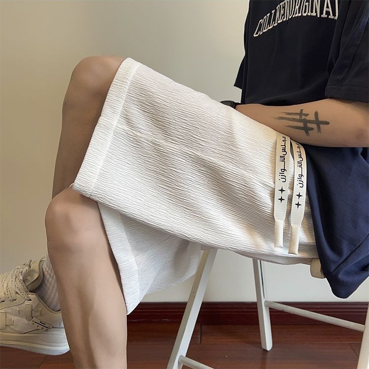 Texture sense, loose and hanging sensation, unisex summer American fashion brand plus size shorts, casual pants, versatile wide leg pants