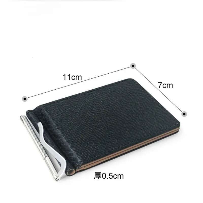 Leather Men Clips Metal Solid Wallets Credit Dollar Purses Money Portafoglio Wallet For Male Minimalist Card Holder
