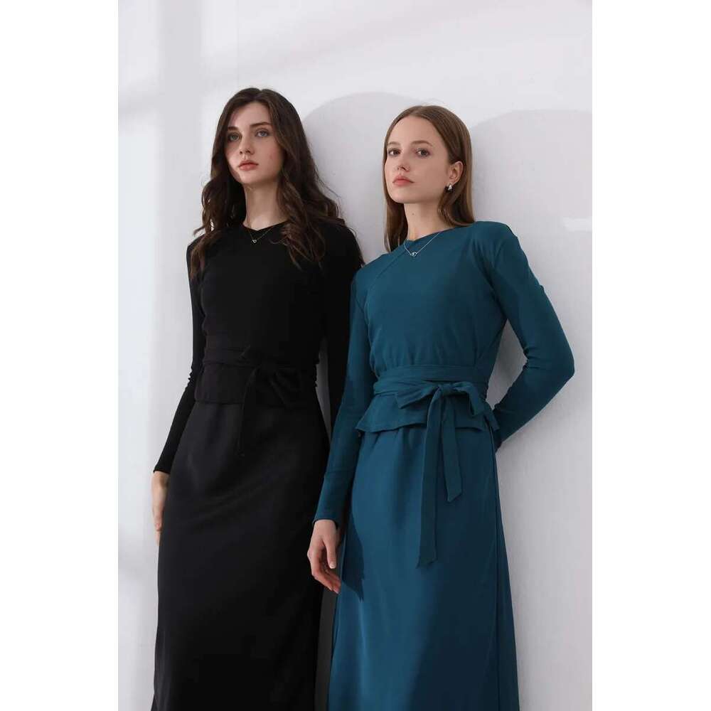 AS 2024 Woman Clothes Thicken Ribbing Closed-Fit Wrap Tops + Satin Adjustable Straps Dress (Ship Out In 1 Day)