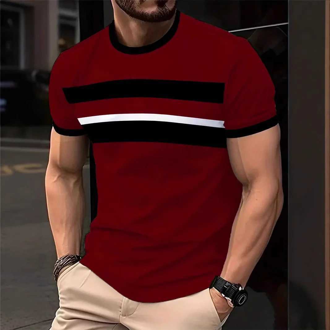 2025 Summer Mens T-shirt Graphic 3D Stripe Printed Mens T-shirt Fashion Street Trend Oversized Casual Mens Top O-neck T-shirt W250425