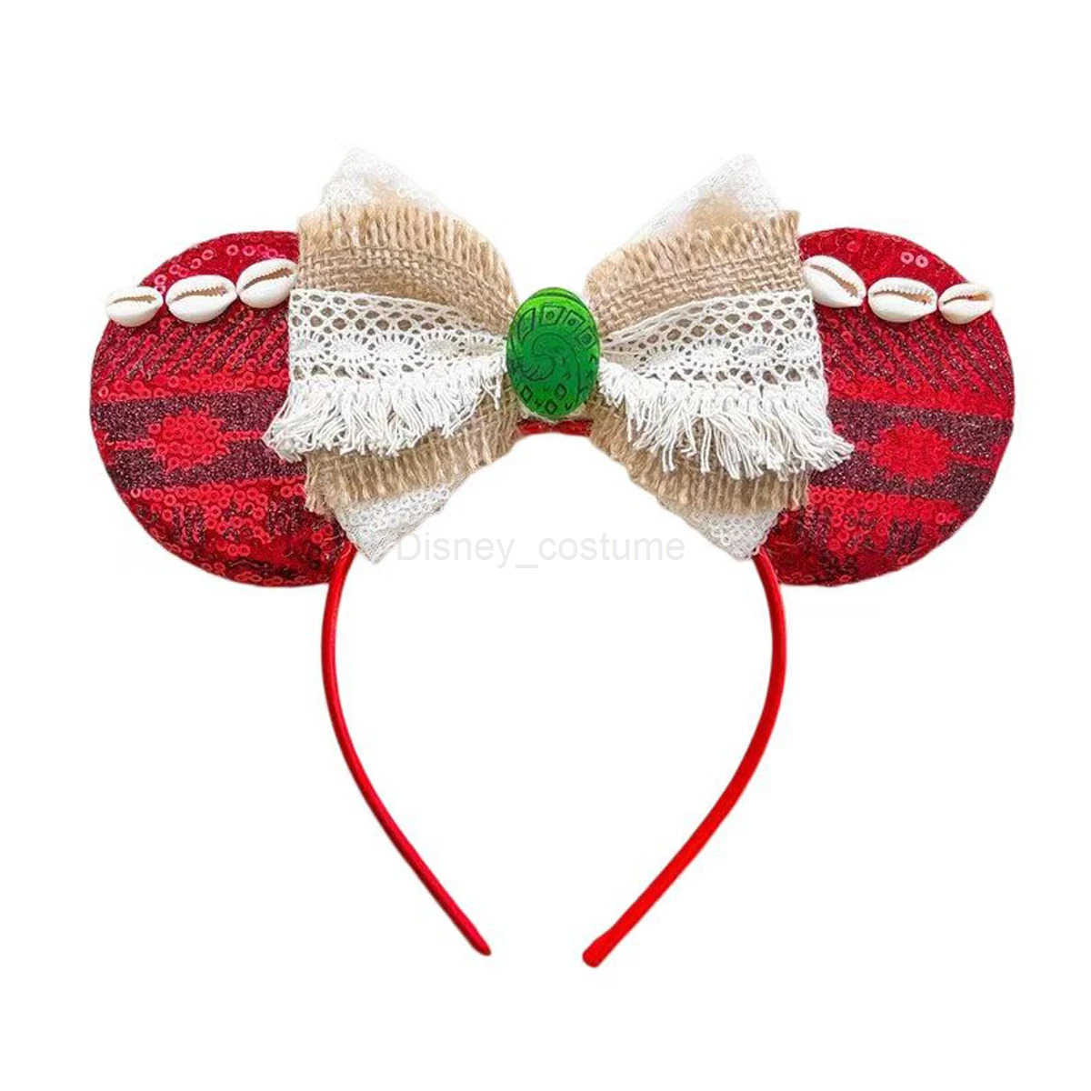 Disney Mickey Mouse Ears Moana Headband Girls Hook Bow Maui Hair Spiral Hook Hair Accessories Children Frangipani Flower Headband X250425