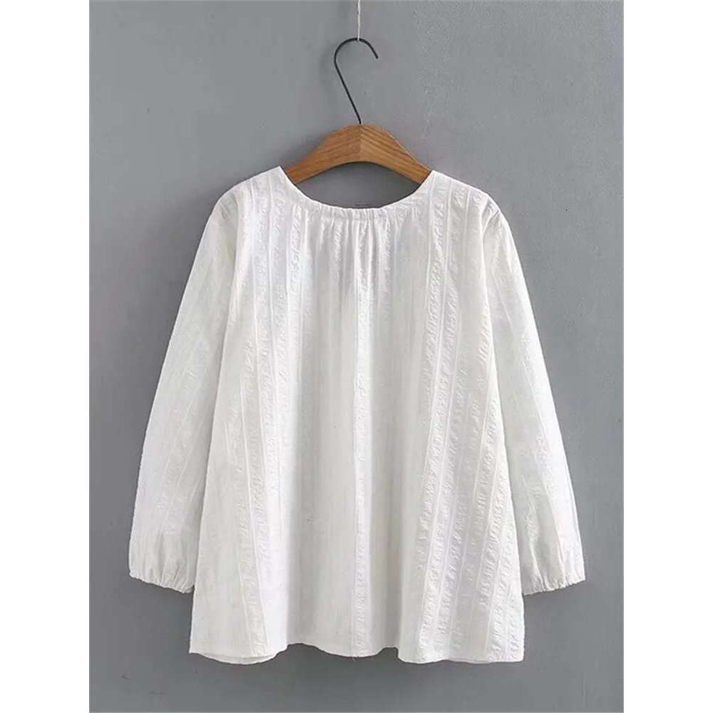 Plus Size Women's Clothing Shirts V-Neck Spring And Summer Solid Cotton Top With Self Jacquard Texture Non-Stretch Cardigan 4Xl