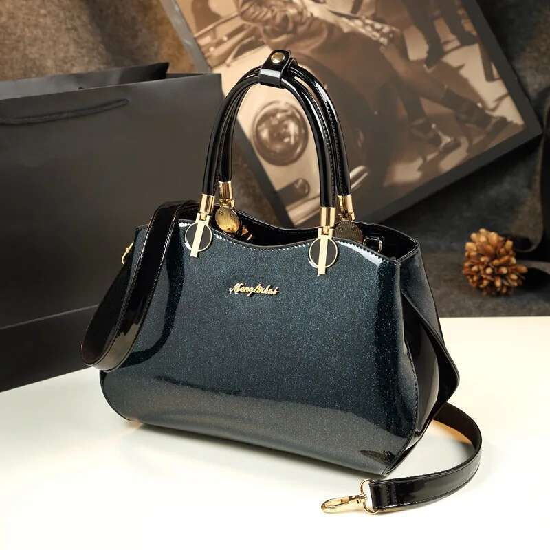 Spring new patent leather crocodile-print rhinestone handbag banquet dress large-capacity one-shoulder cross-body women's bag