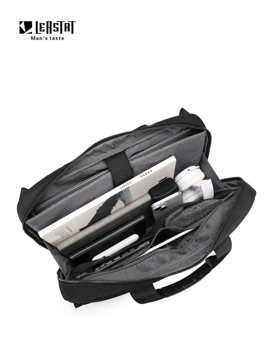 Leastat Briefcase for mens business trip large capacity crossbody bag cross-border business office shoulder bagT251125