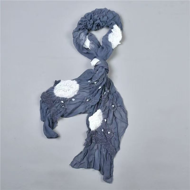 T547 boutique ladies three-dimensional flower scarf fashion pleated versatile silk scarf four seasons scarf accessories