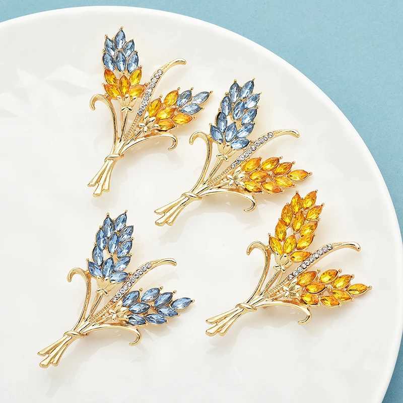 Wulibaby Beautiful Wheat Designs Brooches Pins Crystal Charming Flowers Plants Casual Party Brooch Fashion Jewelry Gifts J251125