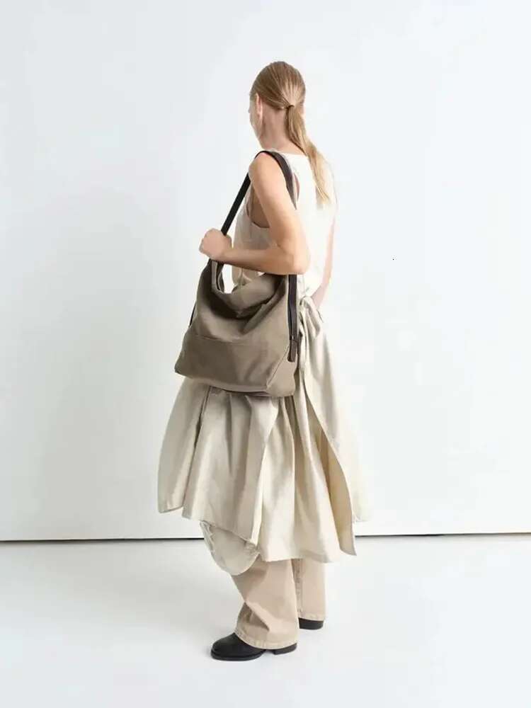 2025 New Canvas Tote Cowhide Adjustable Strap One Shoulder Underarm Casual Brand Women's Bag