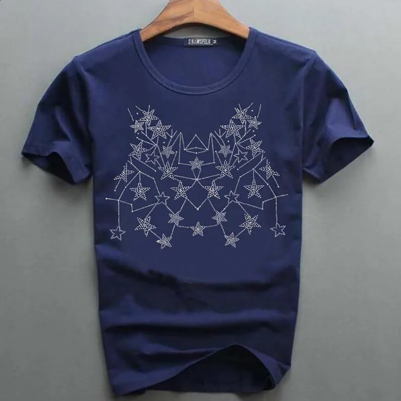 Rhinestone Mens T-shirt Camisetas O-neck Soft Boys Direct 161 250423