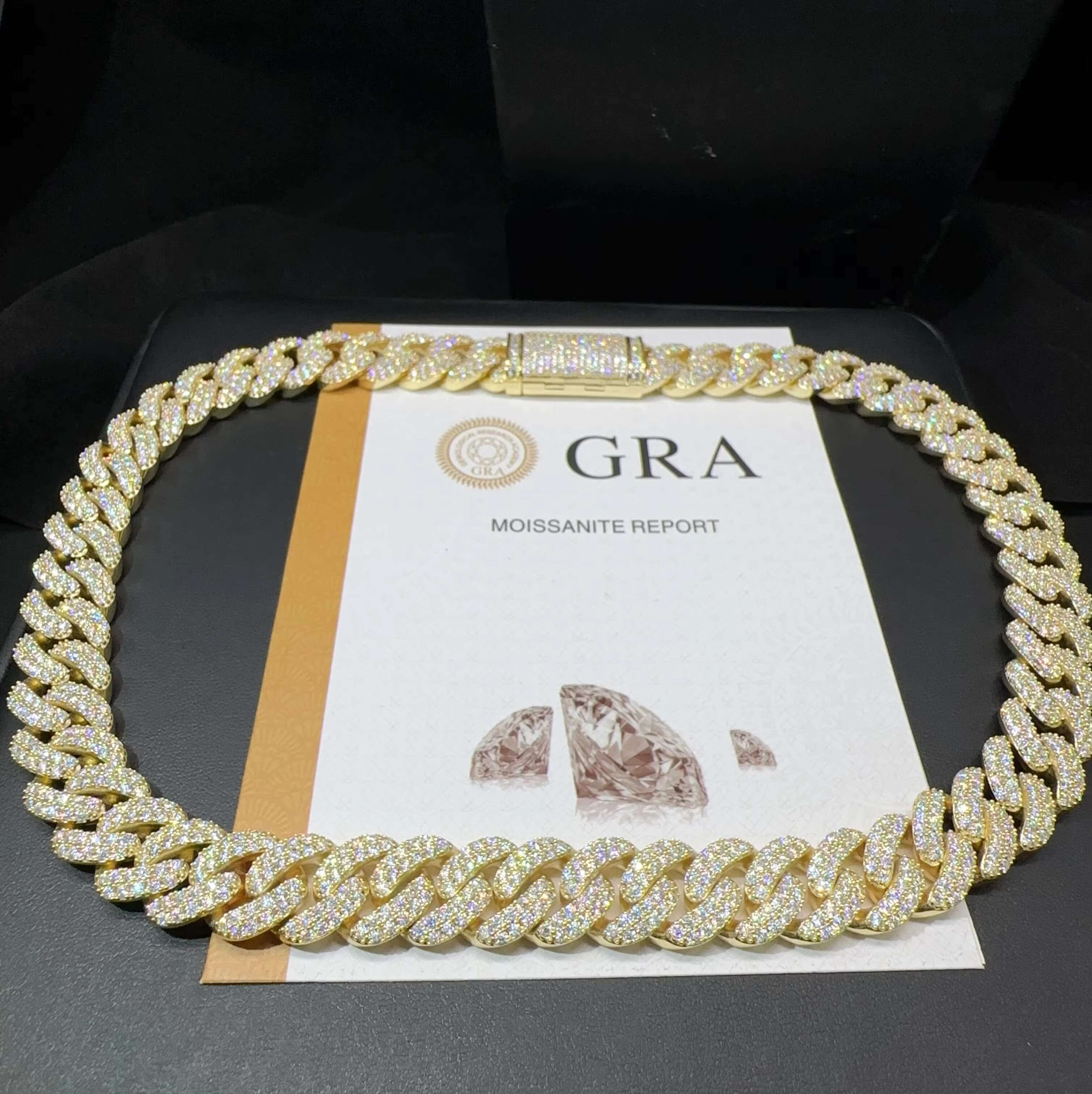 Factory Price 15mm Iced Out Miami Hip Hop Chain 10k Gold Plated Silver VVS Moissanite Diamond Cuban Link Chain