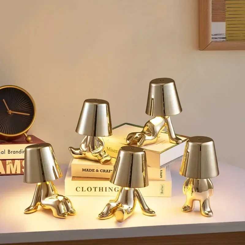 Little Golden Man Table Lamp Living Room Bedside Childrens Room Art Decor Night Light Creative Coffee Shop Bar Desk LampsM251125