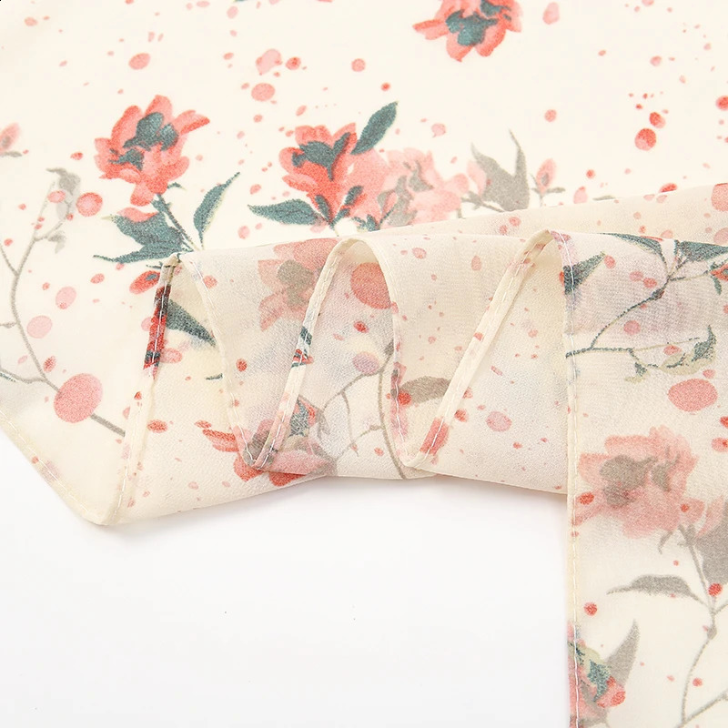 115cm Floral Printed Square Scarf Chiffon Headband Scarf For Muslim Woman Hijabs Shawls Lady Elegant Wraps Ethnic Islam Turban 250424