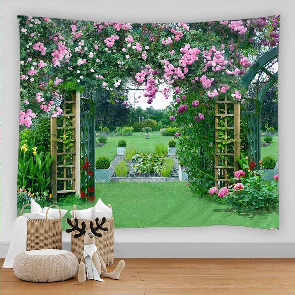 Rural landscape Arched Flower Printed Large Wall Tapestry Hippie Wall Hanging Bohemian Wall Tapestries Mandala Wall Art DecorM251125