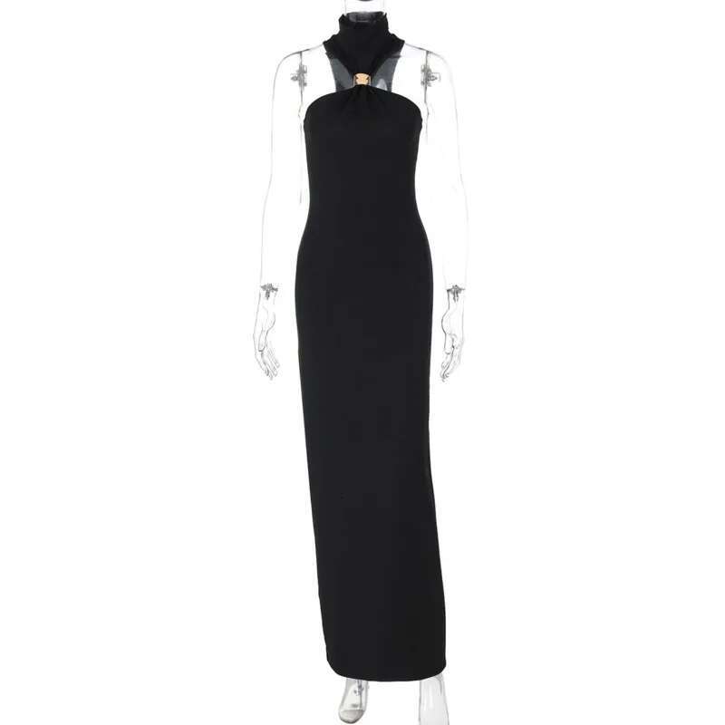 Dongdumaoyi Townlike Maxi Long Slim Bodycon Dress Women Halter Spring Summer Nightclub Sexy Party Dresses