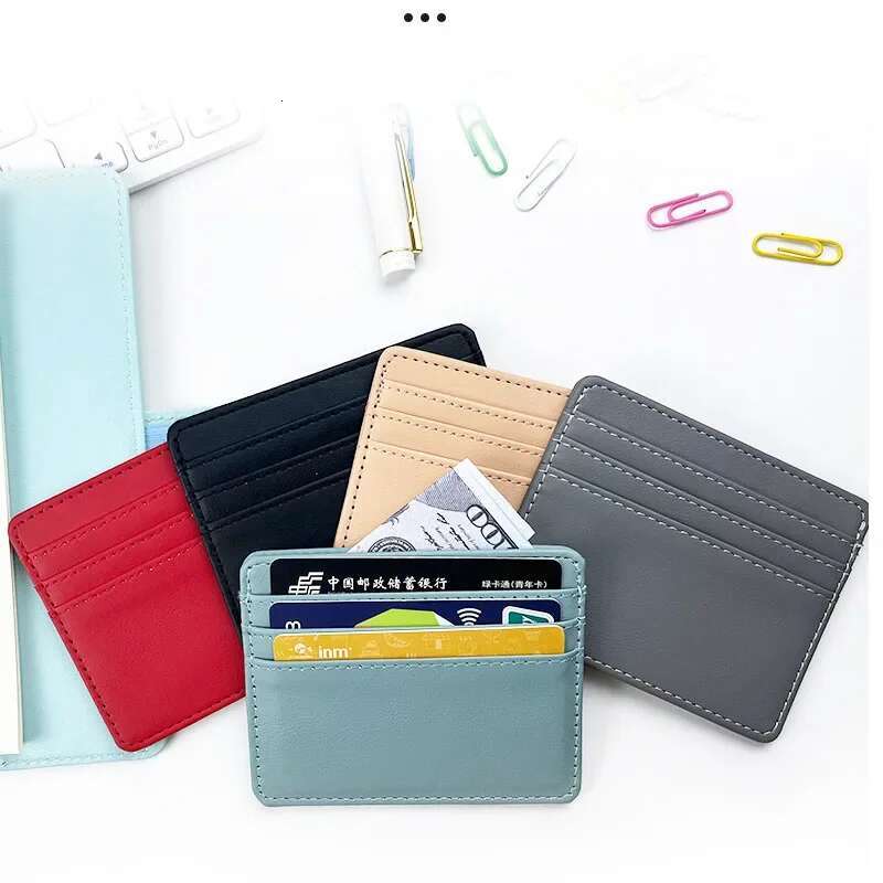 1Pcs Man Purses Ultra Thin Mini Business Bank Credit Card Holder Wallet Simple Black Women Small Coin Cards Cover Pouch Case Bag