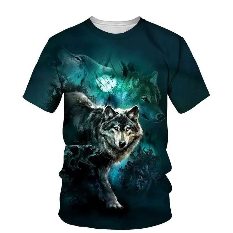 Animal wolf pattern 3D printing mens O-neck T-shirt fashion T-shirt casual short sleeved oversized Y2K Harajuku unisex clothing W250425