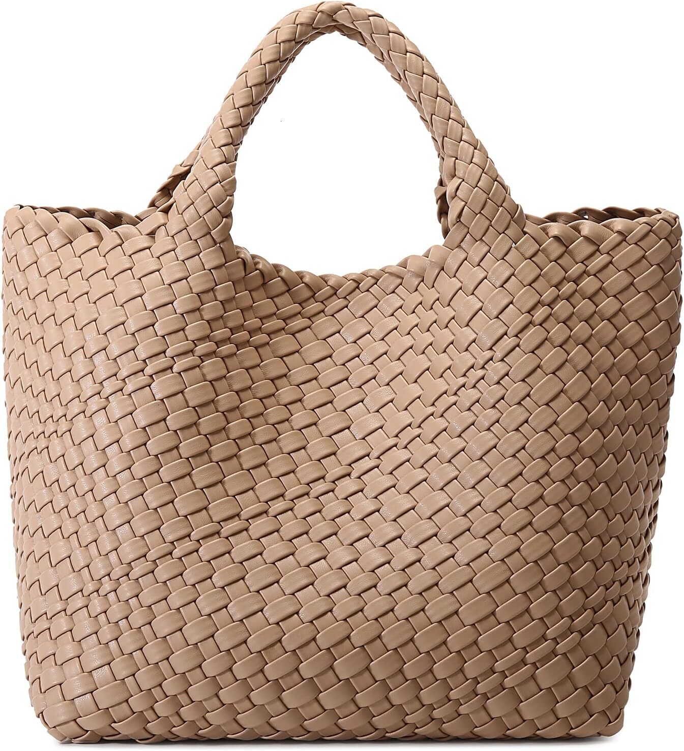 Woven For Women, Vegan Leather Tote Large Summer Beach Travel Handbag And Purse Retro Handmade Shoulder Bag