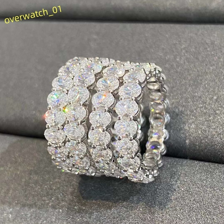 Customized Jewelry 14K/18K Solid Gold Full Circle Diamond Oval Moissanite Eternity Wedding Band Ring for Women