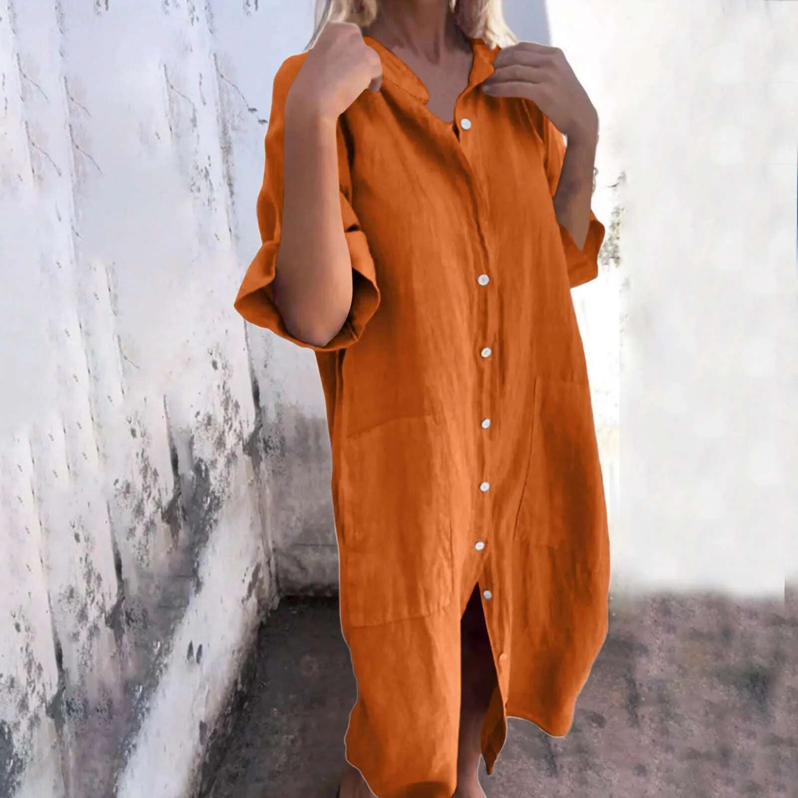 Dongdumaoyi New Women Casual Shirt Dress Short Sleeve Button Loose Dresses For Female Fashion Office Elegant Robe Femme Summer