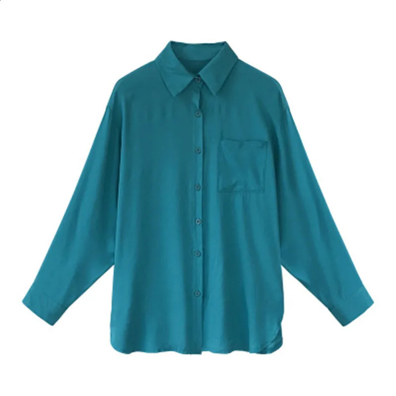 Blusa Womens Shirt Elegant Red Green Satin Shirt Collar Womens Formal Office OL Shirt Womens Top PZ1149 250418