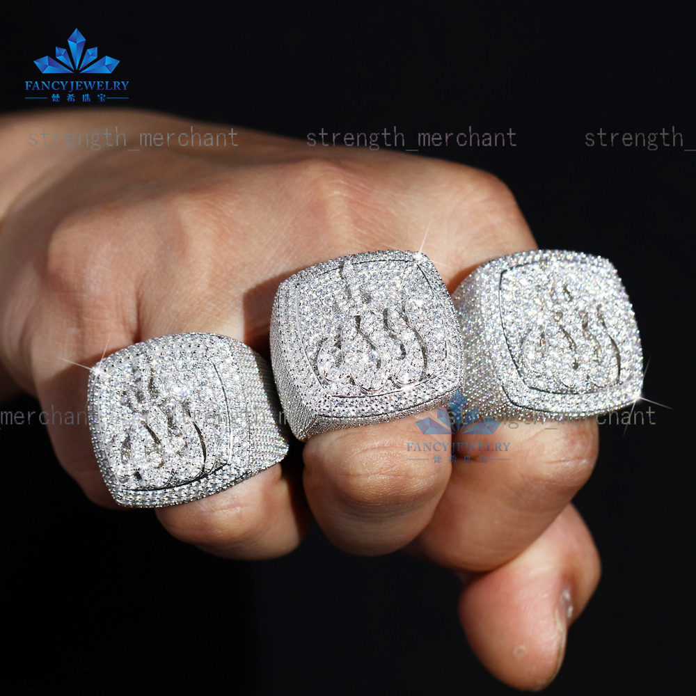 2025 New Design Buss Down GRA Certificates Religious 925 Sterling Silver VVS Moissanite Diamond Hip Hop Iced Out Allah Ring Men