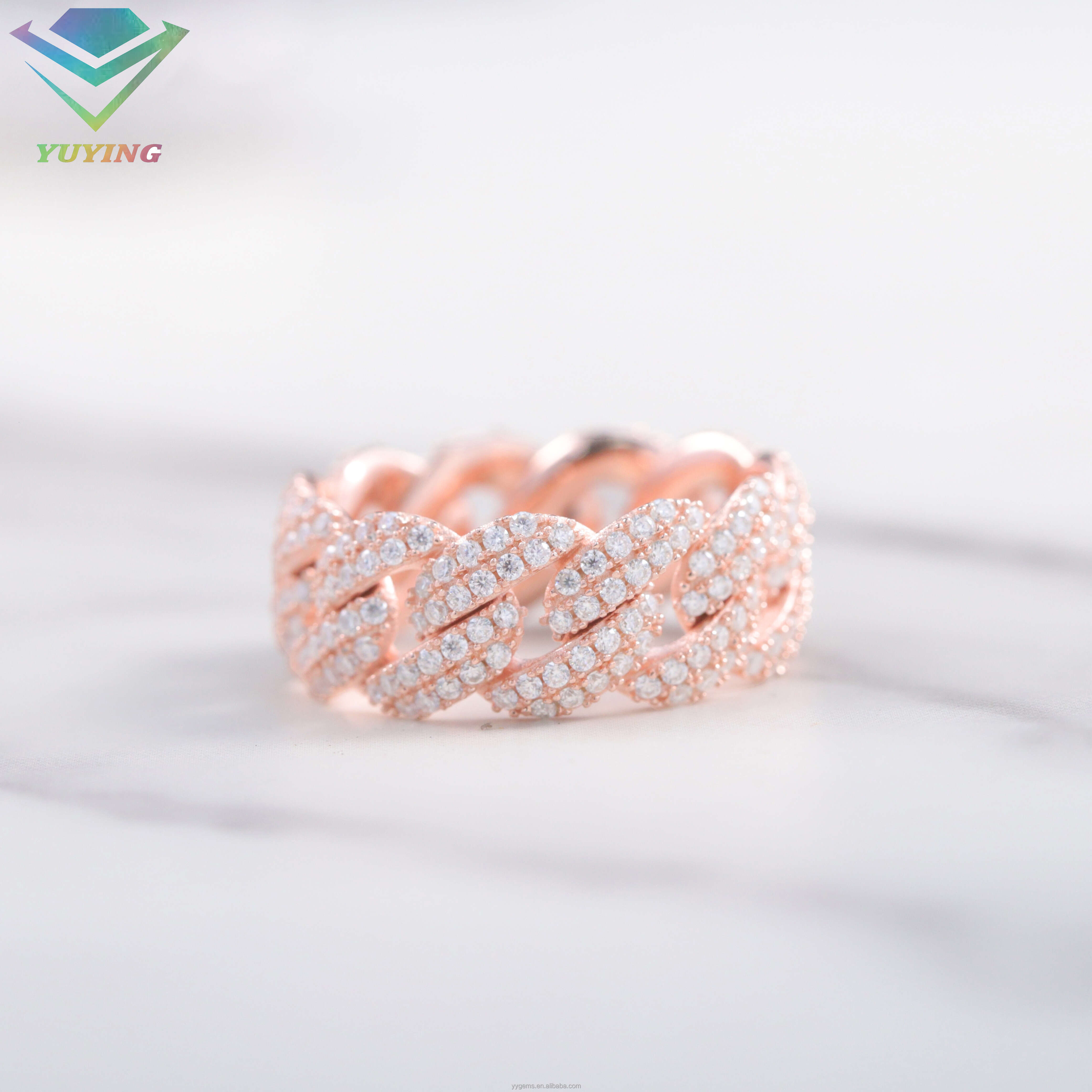 Hip Hop Factory Price 925 Sterling Silver Gold Full Diamond VVS Iced Out Moissanite Fashion Jewelry Rings Mens Rings