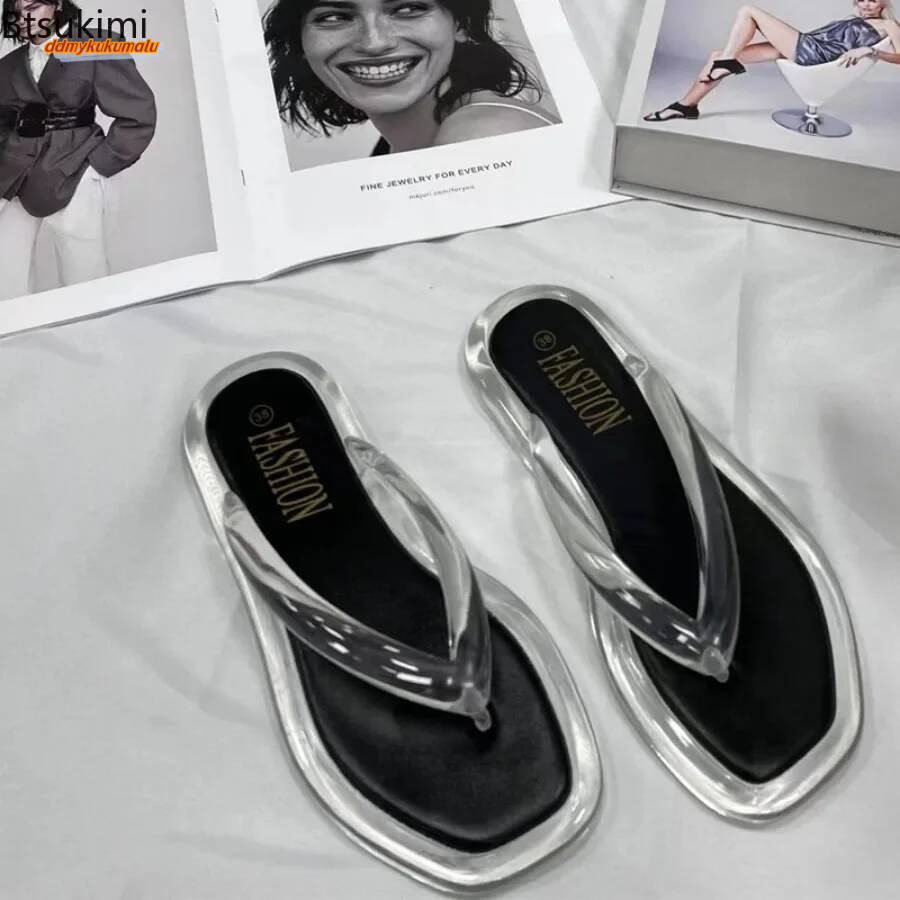 Women's Summer Candy Color Flip Flops Fashion All Match Outdoor Casual Flat Slippers Ladies Soft Soled Beach Sandal Women Slides ddmykukumalu