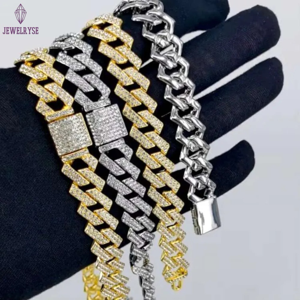 Big Cheap Gold Hypoallergenic Moissanite Iced Out Loose Baguette Cuban k Chain 15mm Necklace Jewelry Men Alxeyb